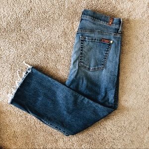 7 For All Mankind Cropped Raw Hem Flare Jean